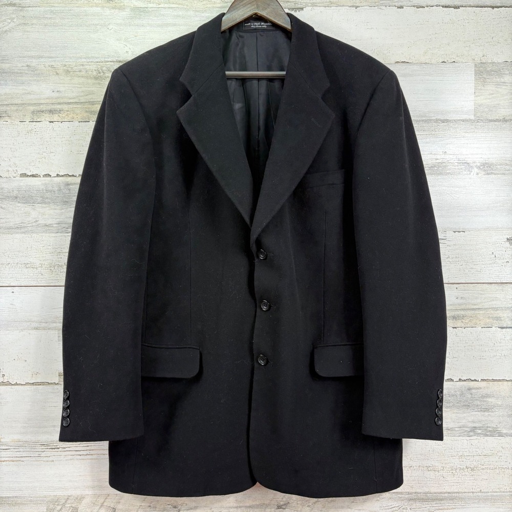 Gianfranco Ruffini 44L Blazer Black Cashmere Blend Italian Fabric‎ Sport Coat